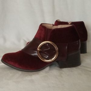 Red wine color women bootie
